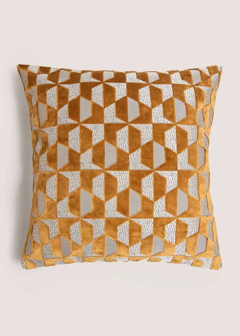 Matalan Gold Geo Velvet Cushion