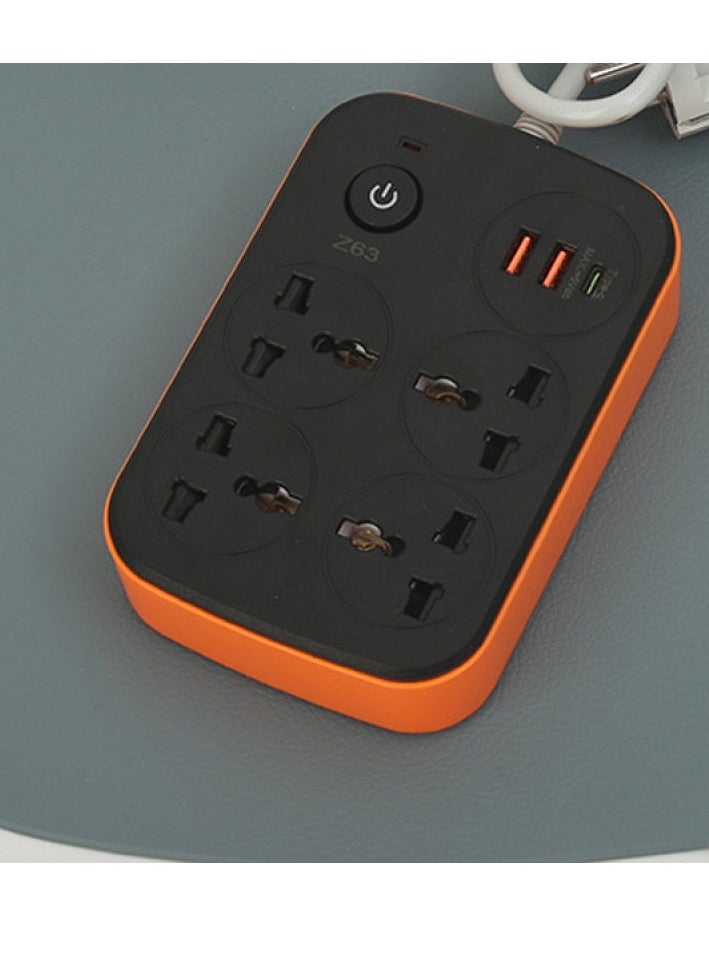 Electrical Extension Cord, Universal Extension Lead with Multiple Functions, UK Plug 3 Pin Socket Outlet with 4 Universal Sockets 2 USB, 1 Type-C Charging Ports Automatic AC Power for Home Appliances