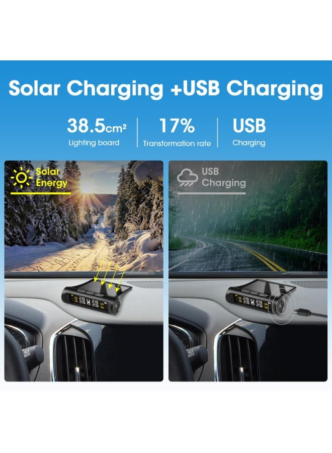 Generic Tire Pressure Monitoring System - TPMS Tire Pressure Monitor System with Solar Charger, TPMS with 4 External sensors & 5 Alarm Modes, LCD Real-time Display, Auto Sleep Mode, Easy to Install  - Image 2
