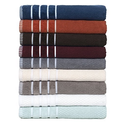 Lavish Home Luxury Cotton Towel Set - Rice Weave 100% Egyptian Cotton 6 Piece Set with 2 Bath Towels, 2 Hand Towels and 2 Washcloths - Silver Gray - Image 4