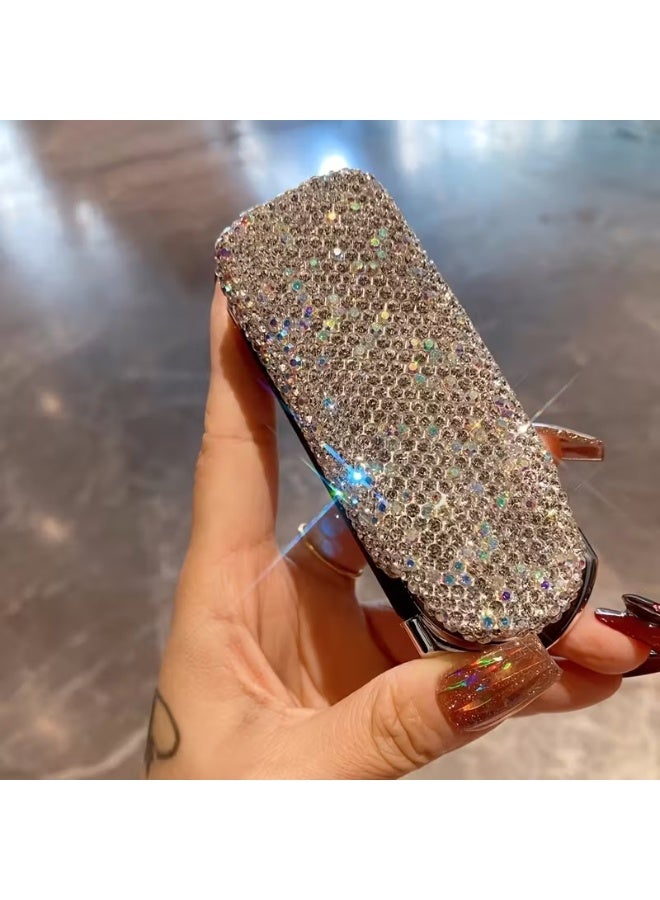 Goolsky 1pc Shiny Rhinestone Decor Hair Comb Foldable Hairdressing Comb With Makeup Mirror Portable Hair Comb Travel Essentials - Image 3