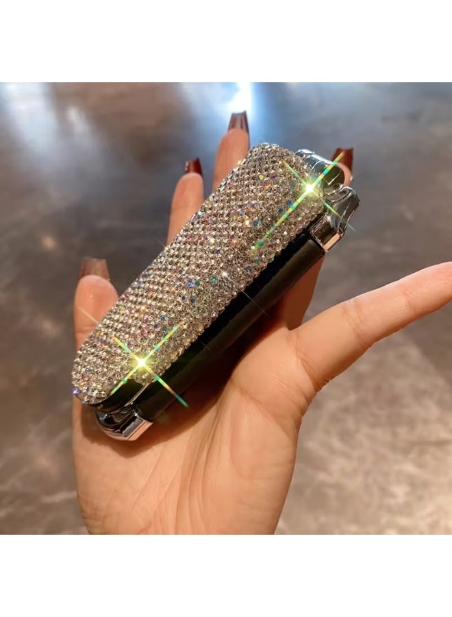 Goolsky 1pc Shiny Rhinestone Decor Hair Comb Foldable Hairdressing Comb With Makeup Mirror Portable Hair Comb Travel Essentials - Image 5