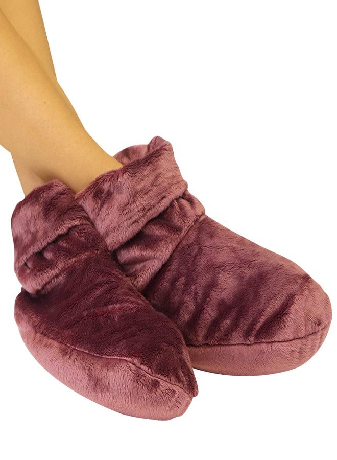 Mars Wellness Heated Microwavable Booties - Microwavable Socks Heated Booties for Women and Men - Herbal Hot/Cold Deep Slippers Women (Mauve - Image 1