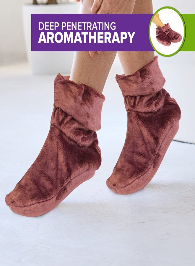 Mars Wellness Heated Microwavable Booties - Microwavable Socks Heated Booties for Women and Men - Herbal Hot/Cold Deep Slippers Women (Mauve - Image 5