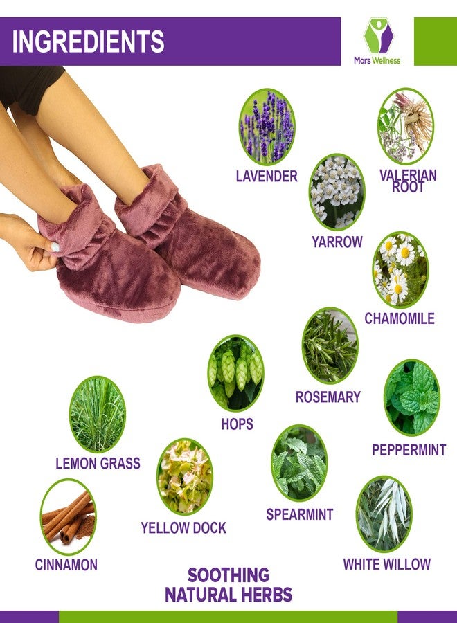 Mars Wellness Heated Microwavable Booties - Microwavable Socks Heated Booties for Women and Men - Herbal Hot/Cold Deep Slippers Women (Mauve - Image 4