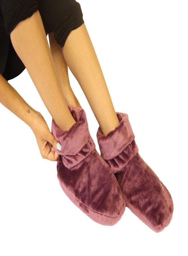 Mars Wellness Heated Microwavable Booties - Microwavable Socks Heated Booties for Women and Men - Herbal Hot/Cold Deep Slippers Women (Mauve - Image 2