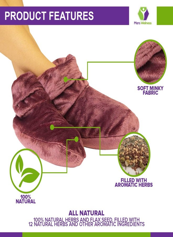 Mars Wellness Heated Microwavable Booties - Microwavable Socks Heated Booties for Women and Men - Herbal Hot/Cold Deep Slippers Women (Mauve - Image 3