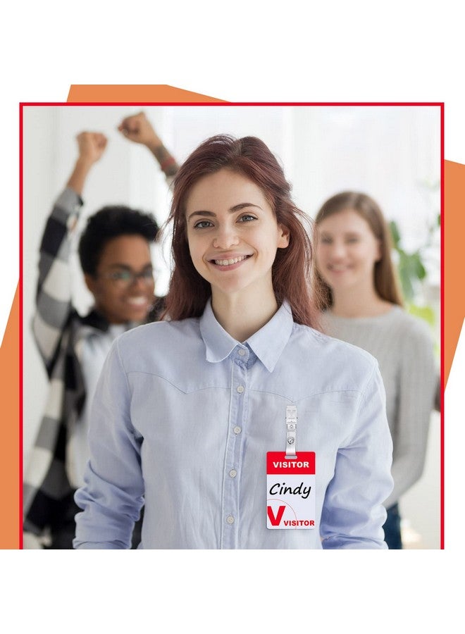 Sherr Heavy Duty Visitor Badges With Clips Guest Name Badge Pass For Visitors With Clips Heavy Duty Plastic Name Tag For Company School Exhibition Fundraiser Vendor Festival Supplies (50 Sets) - Image 5