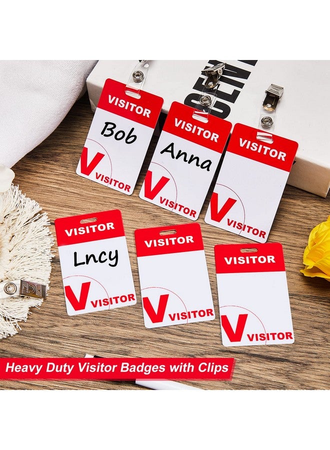 Sherr Heavy Duty Visitor Badges With Clips Guest Name Badge Pass For Visitors With Clips Heavy Duty Plastic Name Tag For Company School Exhibition Fundraiser Vendor Festival Supplies (50 Sets) - Image 4