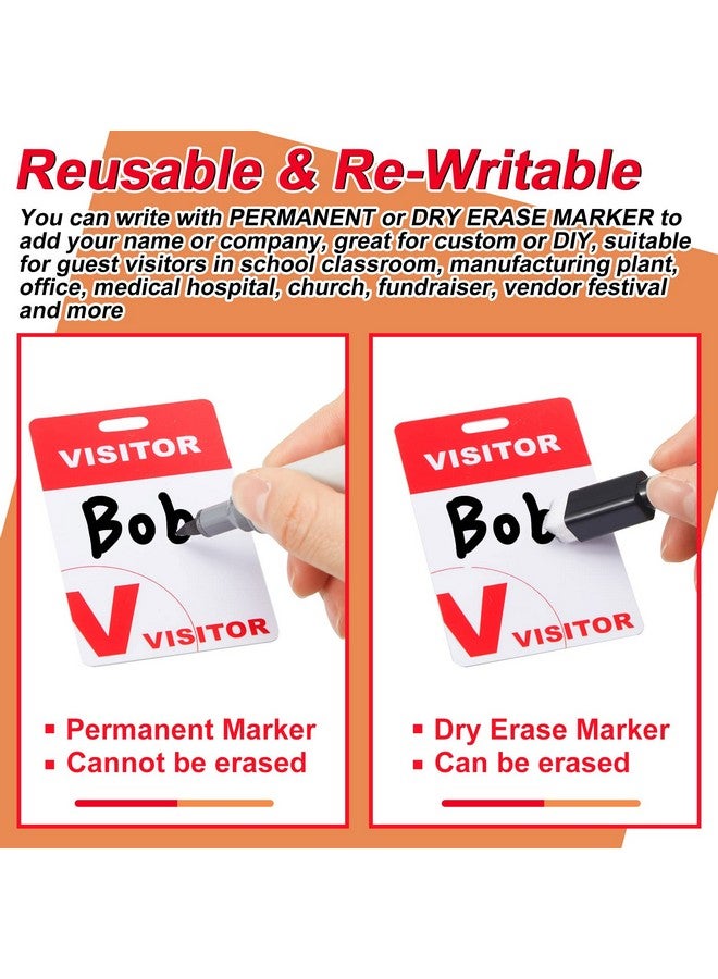 Sherr Heavy Duty Visitor Badges With Clips Guest Name Badge Pass For Visitors With Clips Heavy Duty Plastic Name Tag For Company School Exhibition Fundraiser Vendor Festival Supplies (50 Sets) - Image 3