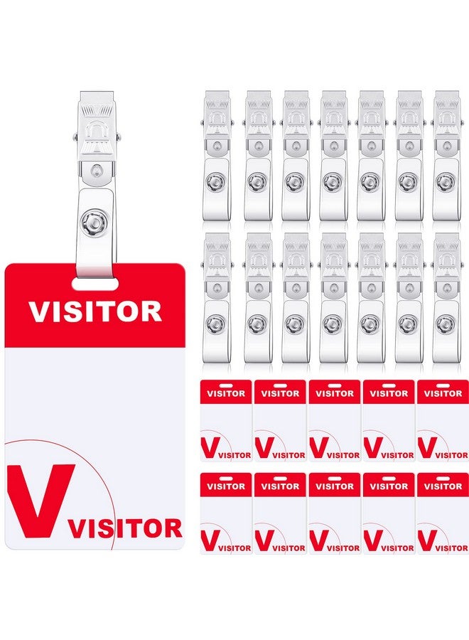 Sherr Heavy Duty Visitor Badges With Clips Guest Name Badge Pass For Visitors With Clips Heavy Duty Plastic Name Tag For Company School Exhibition Fundraiser Vendor Festival Supplies (50 Sets) - Image 1