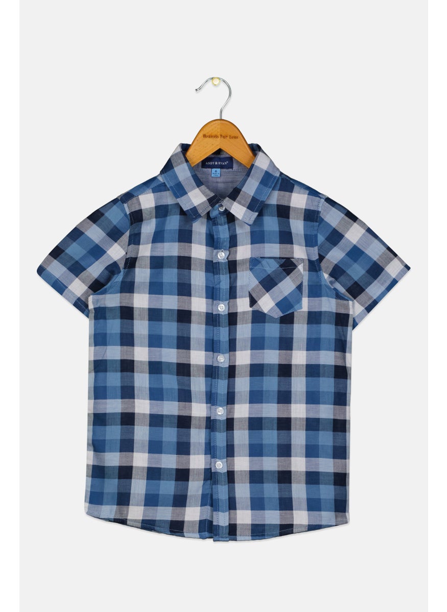 Andy & Evan Kids Boy Short Sleeves Plaid Casual Shirt, Multicolor  - Image 1