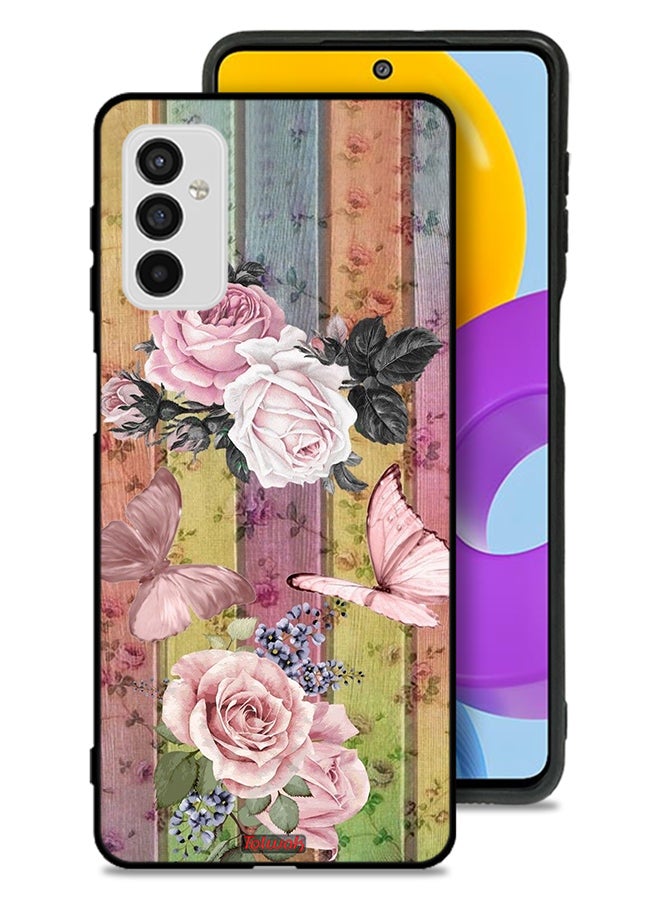 Tolwak Samsung Galaxy M52 5G Protective Case Cover Peach Butterflies And Roses  - Image 1
