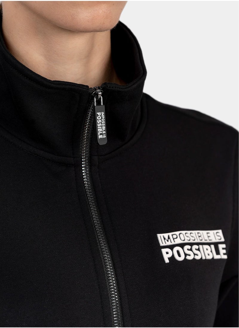 IMPOSSIBLE IS POSSIBLE Full Zip Sweat Jacket - Black Colour  - Image 3