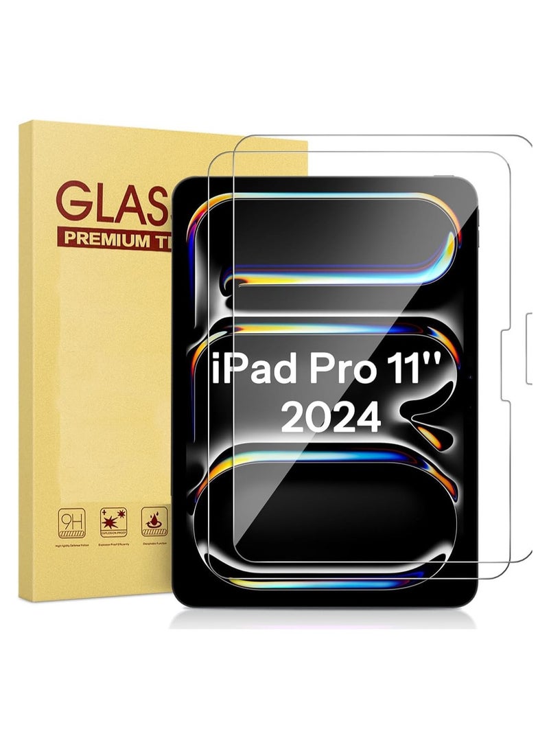 【2 Pack】 Screen Protector for iPad Pro 11 Inch 【2024】 Tempered Glass 【Face ID  Pencil Pro Compatible】 【HD Clear】 Tempered Glass Screen Protector for iPad Pro 11'' (2 Pack, ipad pro 11'' (2024) - Image 1