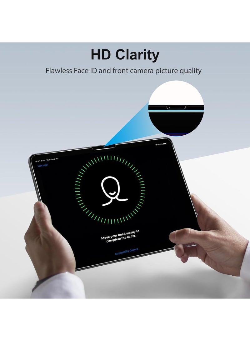 【2 Pack】 Screen Protector for iPad Pro 11 Inch 【2024】 Tempered Glass 【Face ID  Pencil Pro Compatible】 【HD Clear】 Tempered Glass Screen Protector for iPad Pro 11'' (2 Pack, ipad pro 11'' (2024) - Image 3
