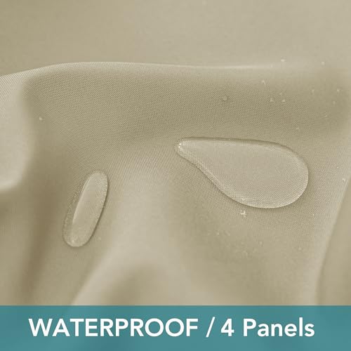 HolidayIdeas Outdoor Curtains for Patio Waterproof-4 Panels 54"x84"-Windproof Weatherproof Privacy Cream Outside Curtains-Grommet Top and Tab Bottom Drape for Gazebo, Porch, Pergola, Cabana, Backyard - Image 4