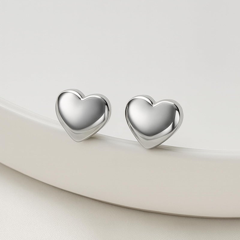 Zeffy Sterling Silver Heart Earrings for Women Hypoallergenic Minimalist Tiny Small Love Heart Stud Earrings 925 Sterling Silver Stud Earrings for Sensitive Valentines Day Jewelry Gifts - Image 5