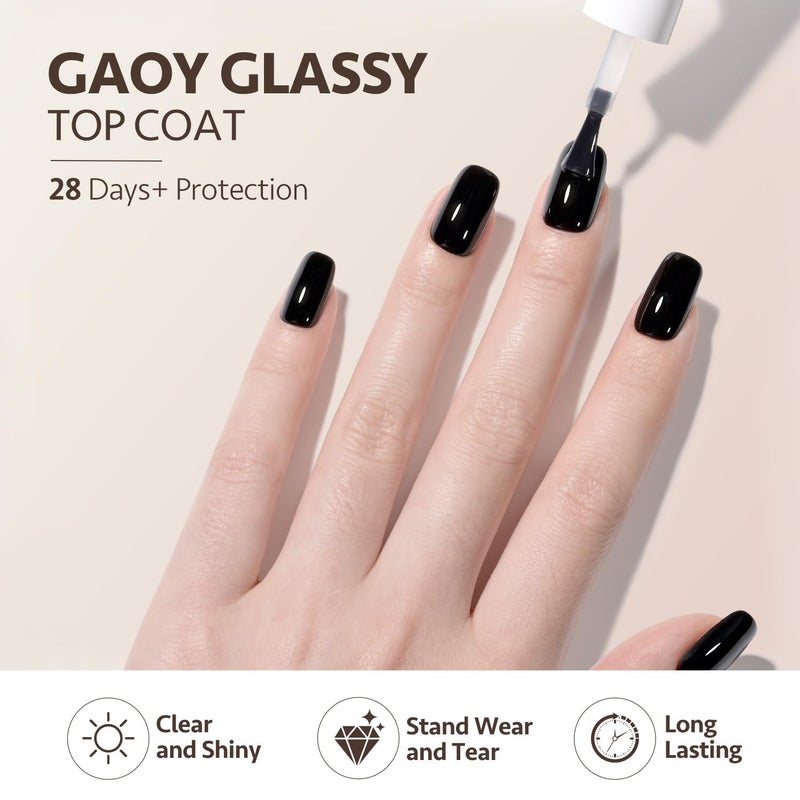 GAOY Gel Top Coat and Base Coat Set, 2 Pcs 7.3ml Glassy Top Coat and No Wipe Foundation Combination for UV Light Cure Gel Nail Polish - Image 4