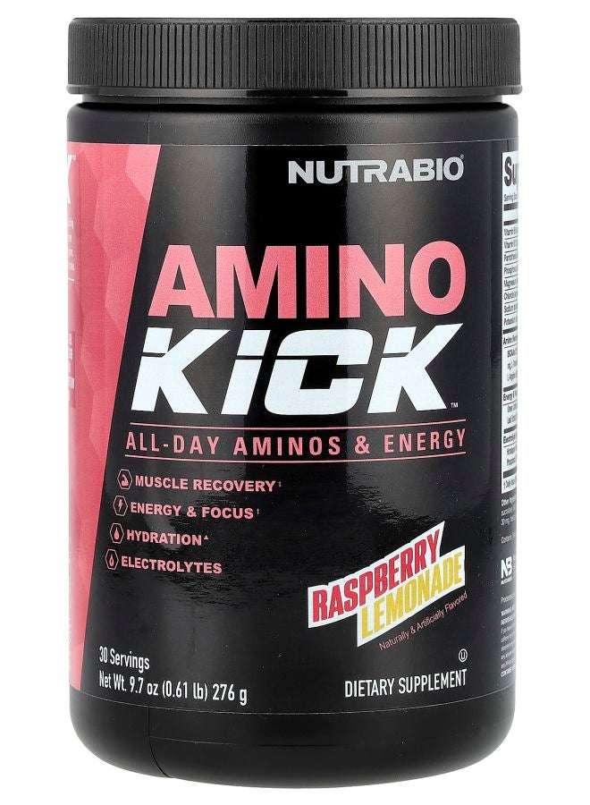 NutraBio Amino Kick™ Raspberry Lemonade 9.7 oz (276 g) - Image 1