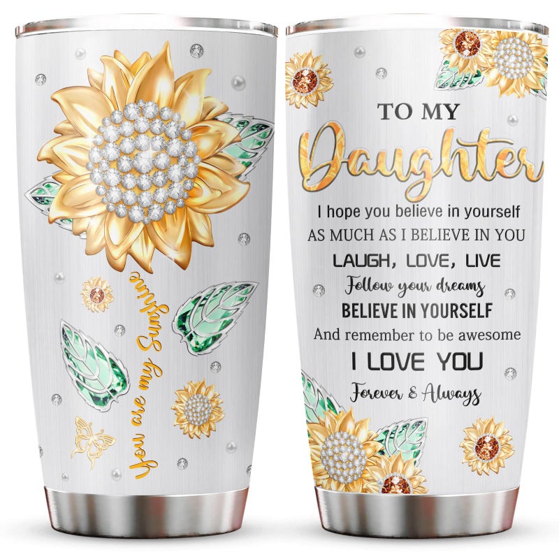 Muilzon Daughter Gift from Mom/Dad Tumblers 20oz - Gifts for Daughter from Mother/Father Coffee Mug - Christmas Mothers Day Birthday Gift Ideas for Adult Daughters Cup - Image 1