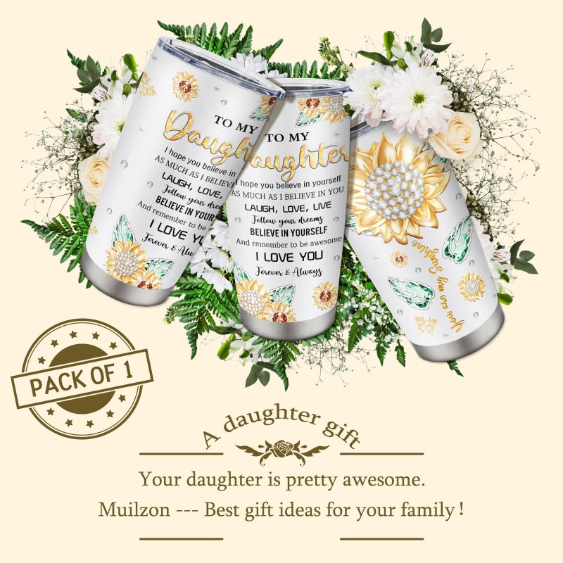 Muilzon Daughter Gift from Mom/Dad Tumblers 20oz - Gifts for Daughter from Mother/Father Coffee Mug - Christmas Mothers Day Birthday Gift Ideas for Adult Daughters Cup - Image 5