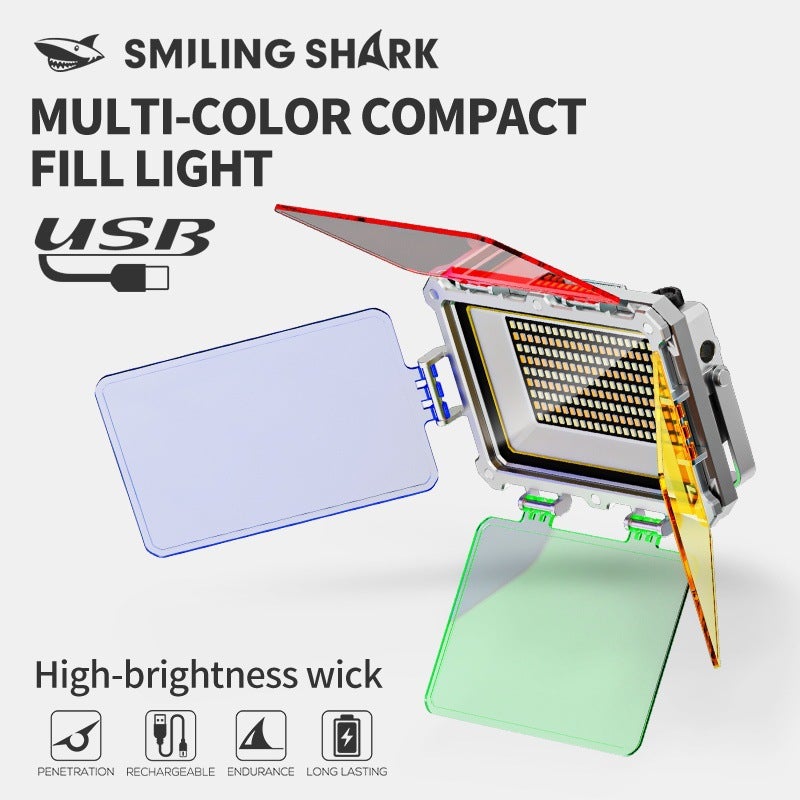 القرش المبتسم مصباح تخييم LED محمول مع إضاءة RGB وقابل للشحن - إضاءة خارجية - Image 3