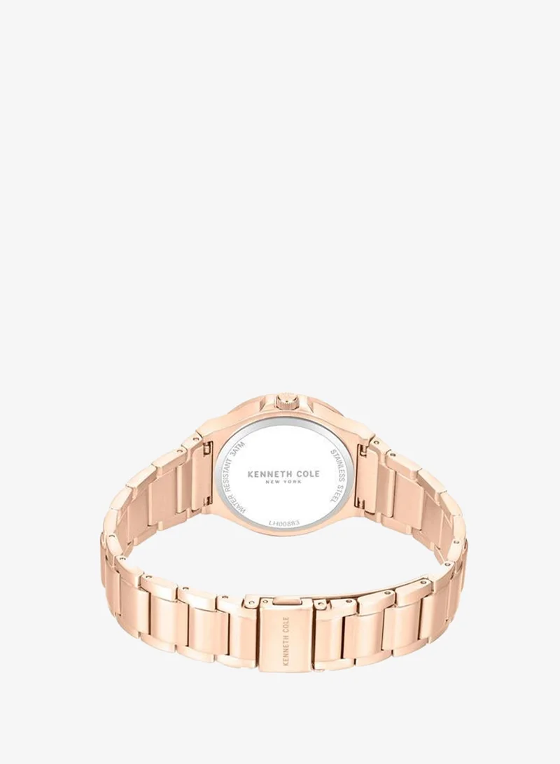Kenneth Cole New York Chocolate Glenville Chocolate Dial Rose Gold Stainless Steel Bracelet Analog Watch for Women - 32mm for Women | Best Price UAE