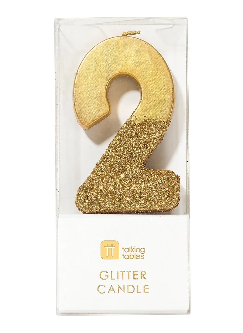 Talking Tables Talking Tables 2 Number Birthday Candles, Candle for Cake Decoration, Candle for Birthday Cake Topper, Anniversary Cake Number Candle. Candle stick for special occasions such as birthdays and Anniversaries (2 Number Candle, Gold Glitter Dipped Candle)