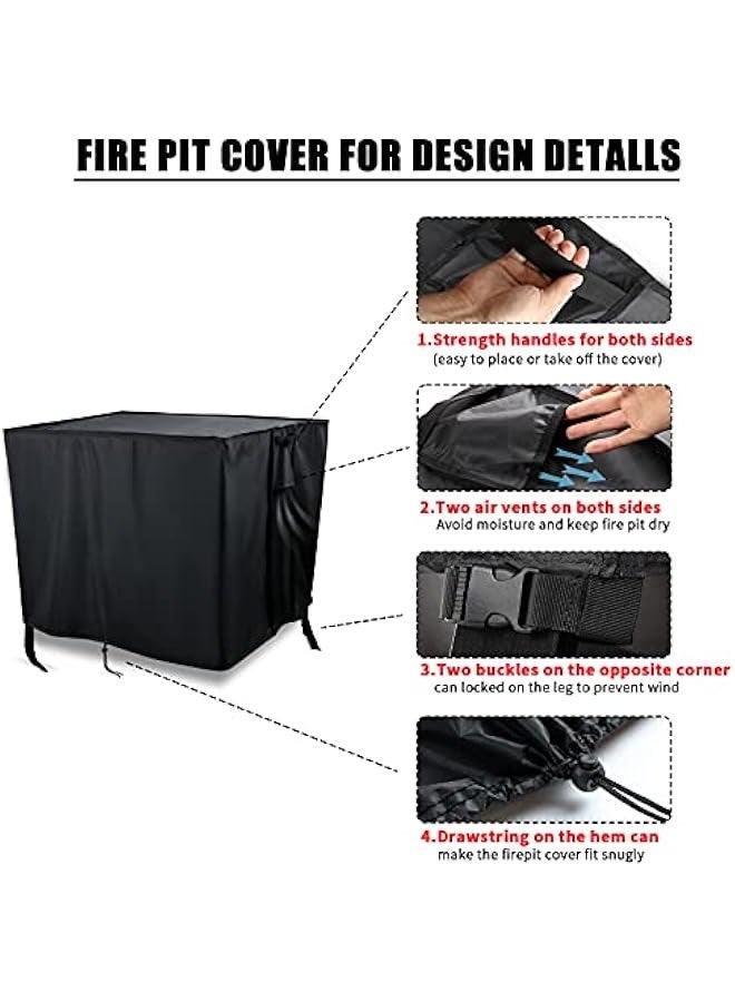 Generic Rectangular Fire Pit Cover 43 inch, Propane Gas Fire Pit Table Cover,Outdoor Waterproof Firepit Table Cover - 43 X 22 X 25 Inch  - Image 2