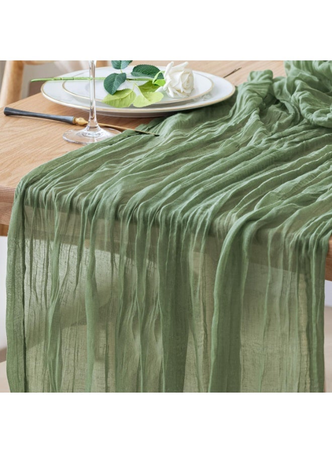 TAYRAN Tulle tablecloth, cotton tulle tablecloth, bohemian style decorative tablecloth, table centerpiece, 90x400 cm, suitable for wedding, baby shower, tea party and other tulle table decoration - Image 1