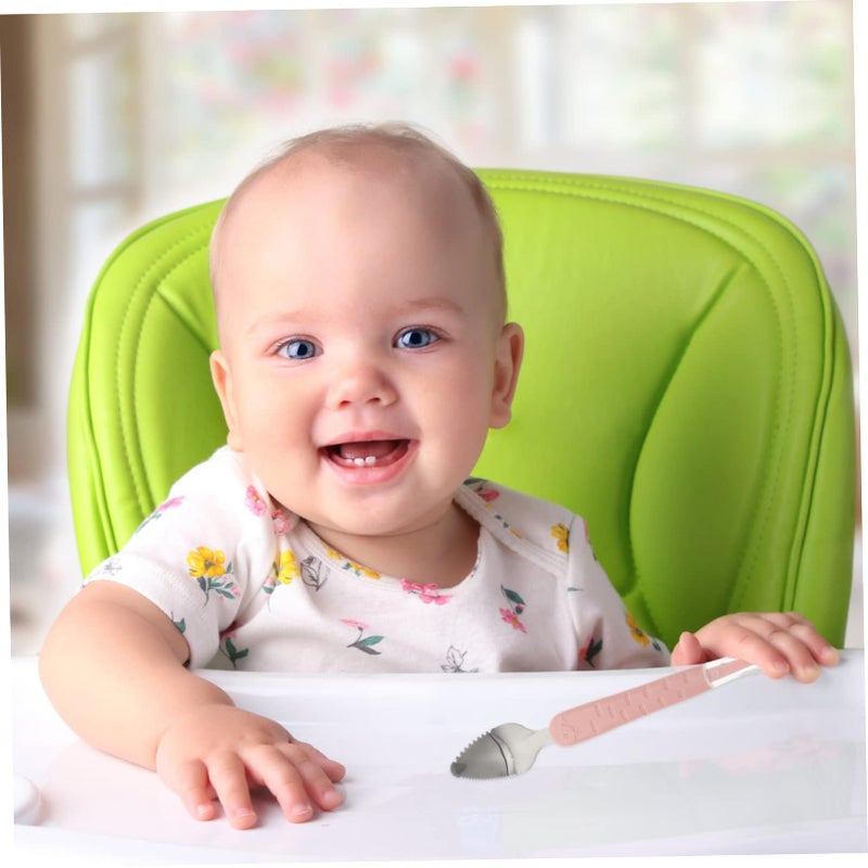 Double Sided Toothed Feeding Spoon Stainless Steel Weaning Utensil For Babies - Image 5