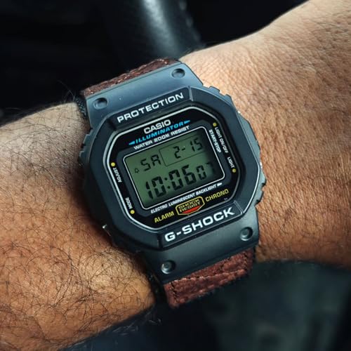 HEMSUT Quick Release 16mm Military Tactical Watch Band for Casio ShockResistant Nylon Leather Strap Compatible with GA100 DW5600 DW6900 GWM5610 GBD800 Series More - Image 3