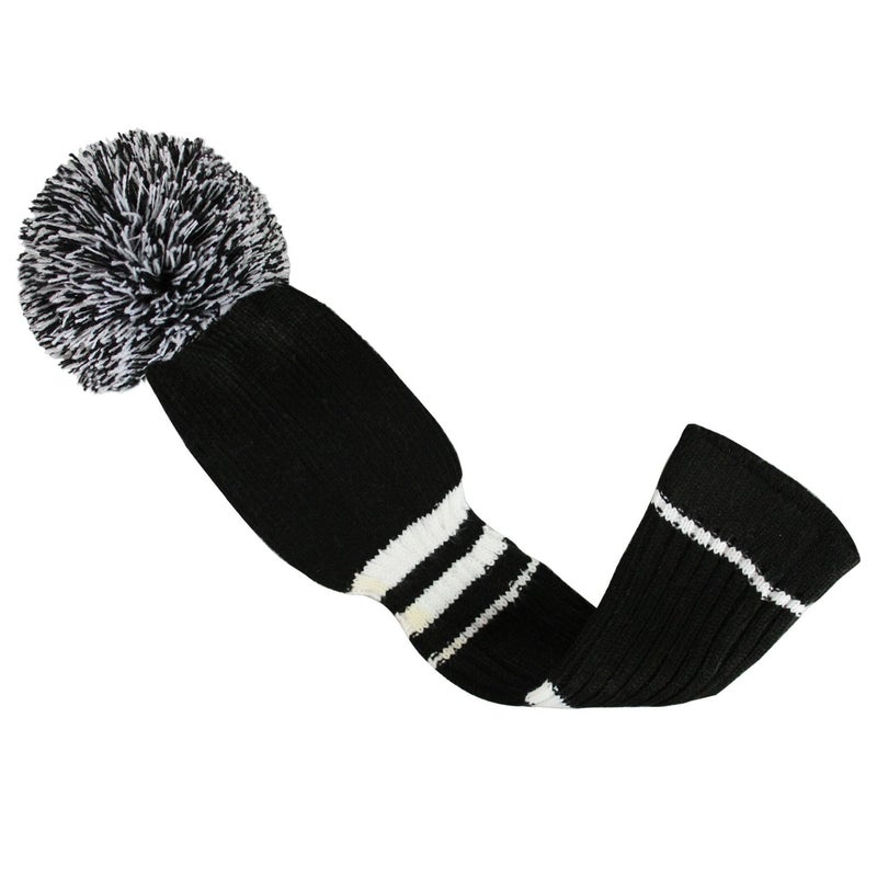 Scott Edward Black Classic Stripes Golf Club Head Covers, Acrylic Yarn Double Layers Knitted, with Rotatable Number Tags, Set of 4(Black Stripe) - Image 4