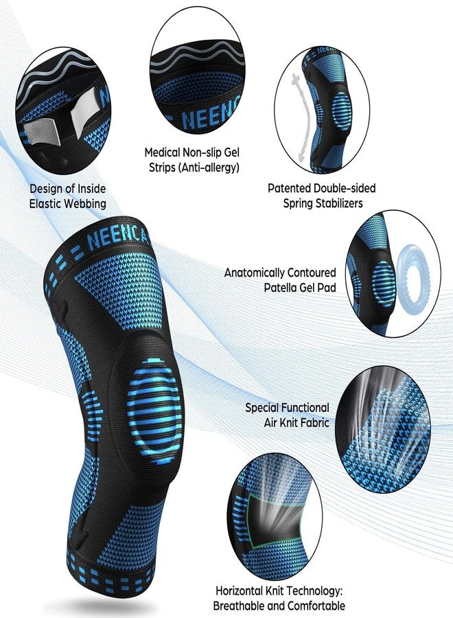 NEENCA Professional Knee Brace, Compression Knee Sleeve with Patella Gel Pad & Side Stabilizers, Medical Knee Pad for Running, Workout, Arthritis, Joint Recovery - Single (Blue, L) - Image 2