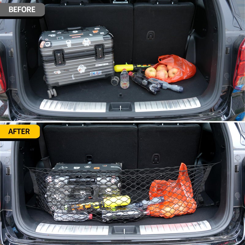Maxzina Cargo Net Compatible with 2024 2025 Hyundai Santa Fe Truck Bed Cargo Net 3.12'  1.02' Double Layer Envelope Style Dense Mesh Trunk Organizer for Santa Fe Exterior Accessories - Image 2