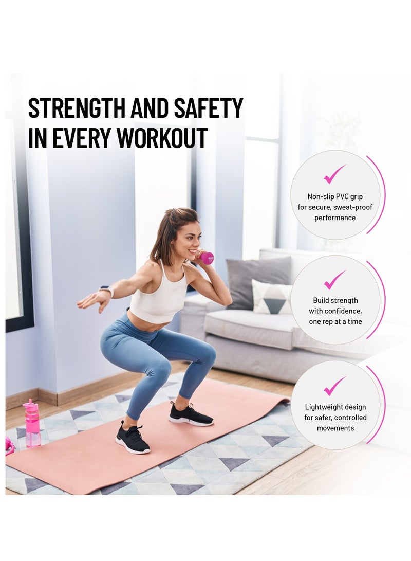 أكسوكس زوج دامبل نيوبرين أكس أوكس 1 كجم للتمارين المنزلية وبناء القوة – قبضة PVC مضادة للانزلاق للرجال والنساء - Image 3