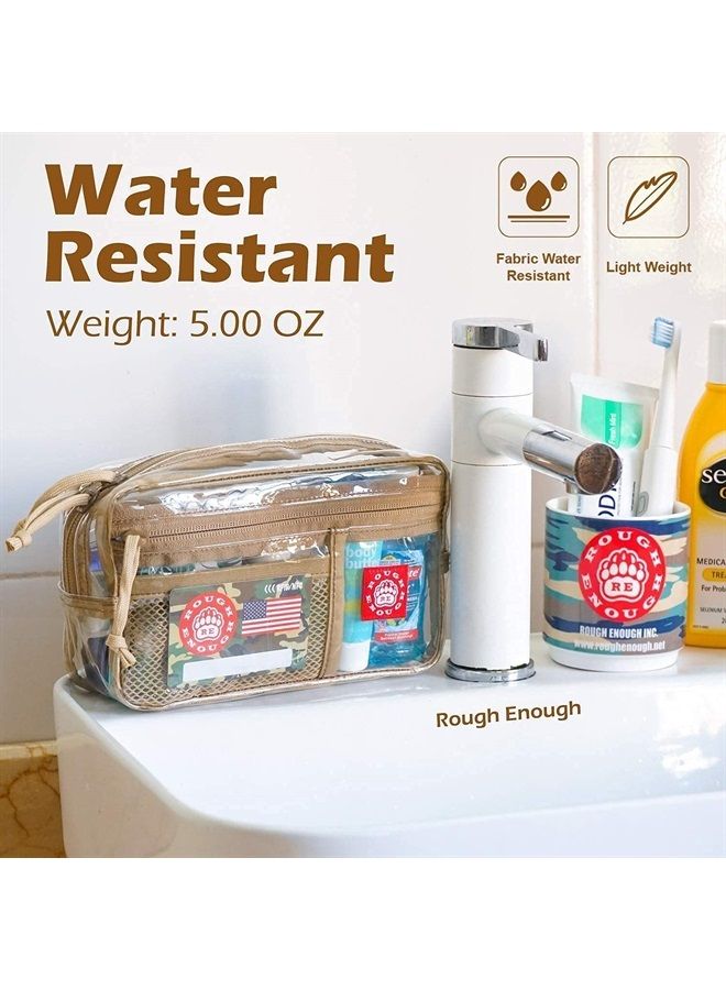 RE ROUGH ENOUGH Rough Enough Clear Toiletry Bag Makeup Cosmetic Bags Organizer Pouch with Zipper for Airport TSA Approved Travel Accessories Essentials Stiff Transparent PVC