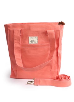 Perky Women's Canvas Tote Bag with Zipper Multi Pockets, Tote Purse, Fashion Crossbody Tote, Shoulder Bag, Handbag, Everyday Bag - Pink 