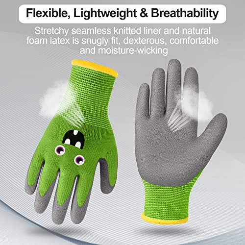 Joottuan 6 Pairs Kids Gardening Gloves Children Work Gloves Rubber Coated Garden Gloves for Kids Toddlers (Small (Age 3-5)) - Image 4