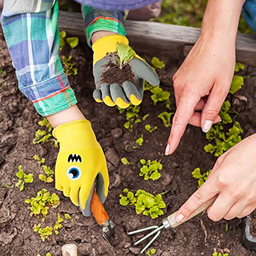 Joottuan 6 Pairs Kids Gardening Gloves Children Work Gloves Rubber Coated Garden Gloves for Kids Toddlers (Small (Age 3-5)) - Image 3