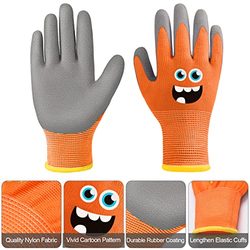 Joottuan 6 Pairs Kids Gardening Gloves Children Work Gloves Rubber Coated Garden Gloves for Kids Toddlers (Small (Age 3-5)) - Image 2