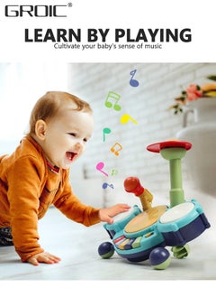 GROIC Kids Drum Toy with Music, Beats Flash Light and Adjustable Microphone, Electronic Musical Instruments Toys, Musical Instruments Playset Drum Set  - Image 4