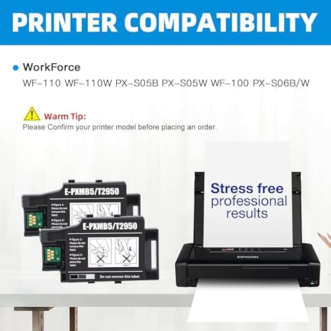 T2950 MAINTENANCE BOX COMPATIBLE WITH EPSON C13T295000 MAINTENANCE BOX BLACK FOR WORKFORCE WF-110 WF110W - Image 3