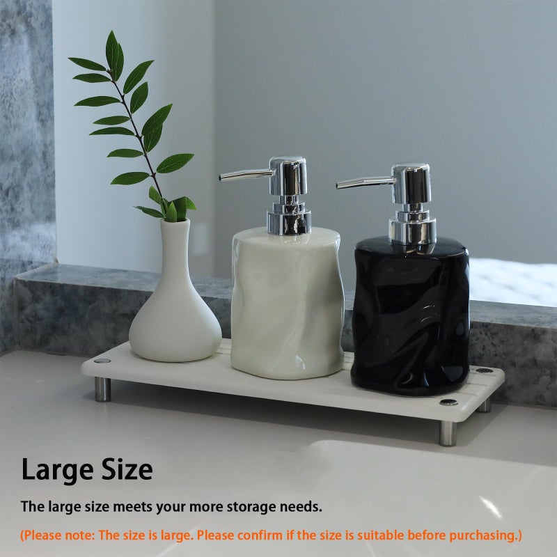 Lyxel Quick Dry Sink Caddy Kitchen Sink Organizer, Water Absorbing Stone Tray for Sink, Stone Drying Tray, Diatomite Faucet Mat & Protector, Dispenser Sponge Holder, Stone Soap Tray for Bathroom Counter - Image 5