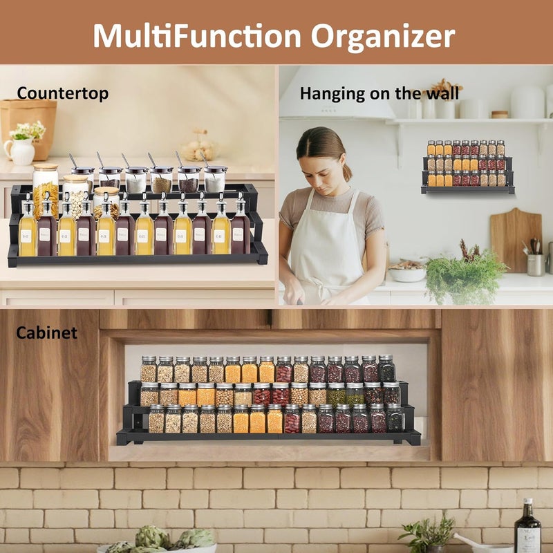 GOENDR Expandable Spice Rack Organizer for Cabinet, 3 Tier Metal Spice Organization,16"-29.5" Wide Adjustable Seasoning Organizer, Display Shelf, Canned Goods Organizer for Pantry Kitchen Countertop - Image 5