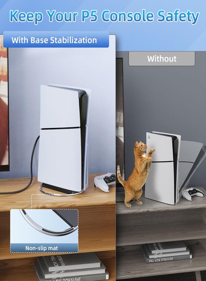 DUXICEPIN Vertical Stand for PS5/PS5 Slim Console Disc and Digital with Screw, Non-Slip Base, Minimalist Design, Easy to Install, Nice Look, Playstation 5 Base Accessories - Image 5