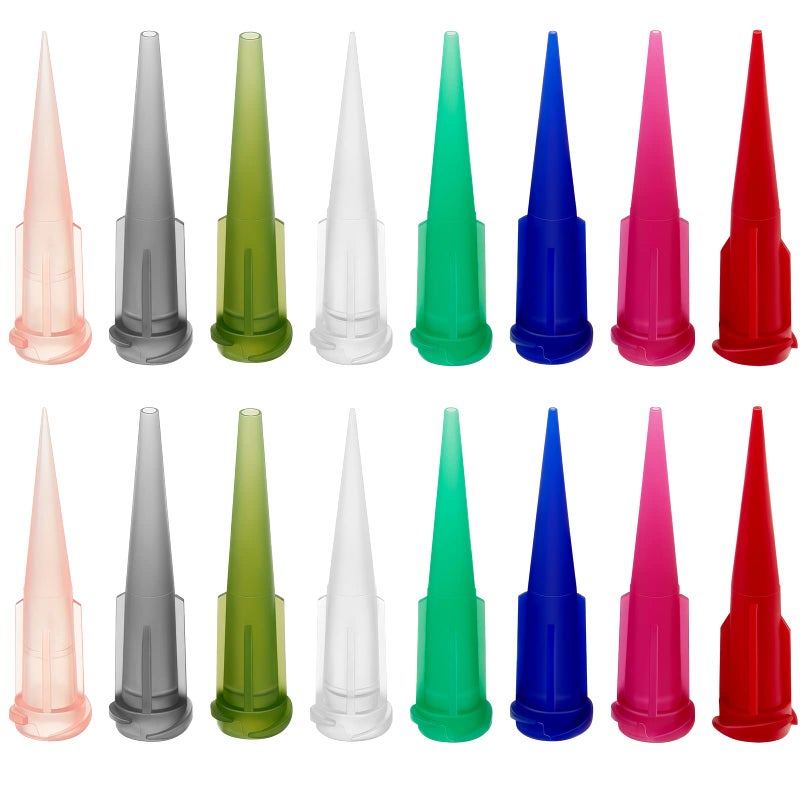Treela 160 Pieces 8 Size Plastic Tapered Pinhead Blunt Tips Adhesive Dispensing Plastic Glue Tips for Industry Oil or Glue Applicator Classic Color - Image 2