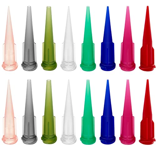 Treela 160 Pieces 8 Size Plastic Tapered Pinhead Blunt Tips Adhesive Dispensing Plastic Glue Tips for Industry Oil or Glue Applicator Classic Color - Image 1