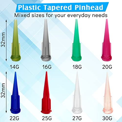 Treela 160 Pieces 8 Size Plastic Tapered Pinhead Blunt Tips Adhesive Dispensing Plastic Glue Tips for Industry Oil or Glue Applicator Classic Color - Image 3